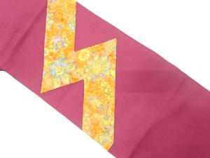 よろけ縞に花更紗模様　名古屋帯